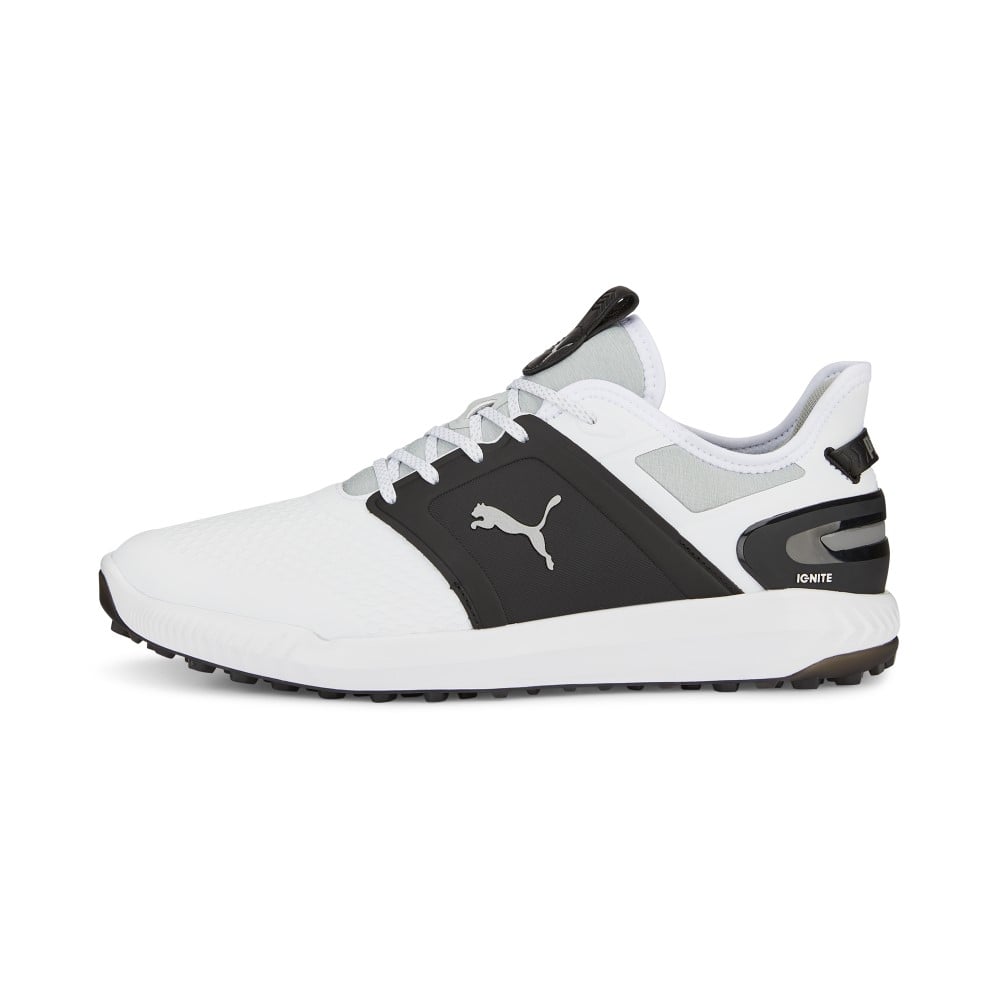 Puma Ignite Elevate Wide Spikeless Golf Shoes Puma White/Puma Black/Metallic Silver 8 Wide