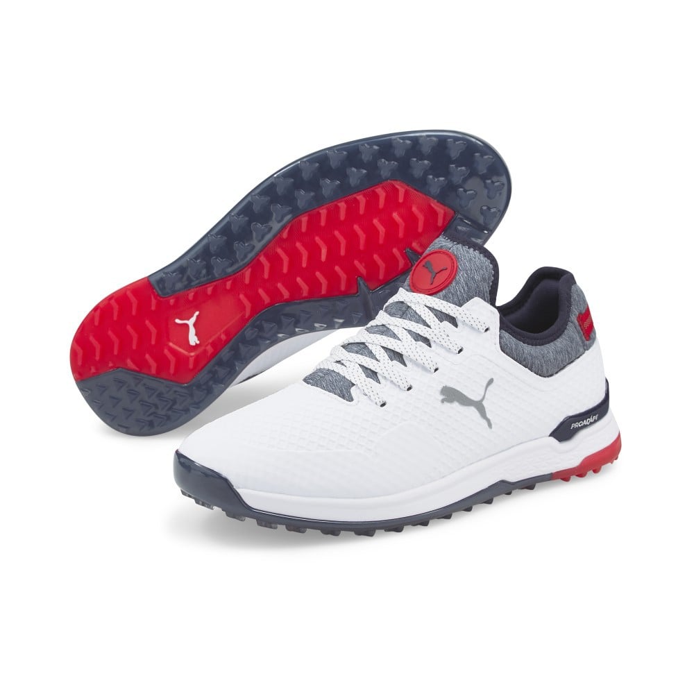 Puma PROADAPT ALPHACAT Golf Shoes PUMA White/Navy Blazer/High Risk Red 11.5 Medium